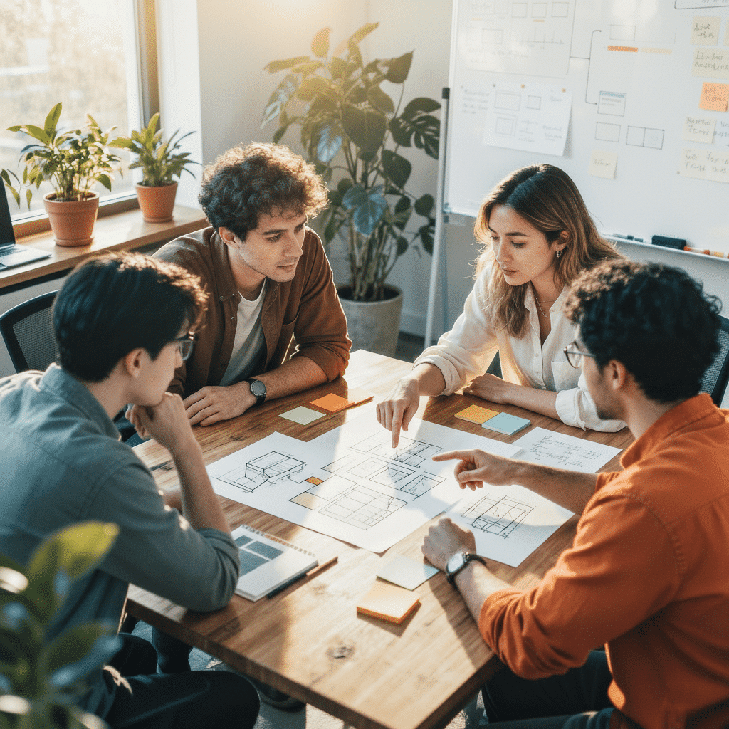 UX design team using empathy maps and user journey boards to enhance user experience
